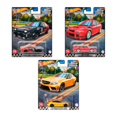 Набор Машинка Premium Hot Wheels Mercedes-Benz C 63 AMG + Toyota AE86 + Mitsubishi Lancer Evolution VI Boulevard GJT68 - Retromagaz