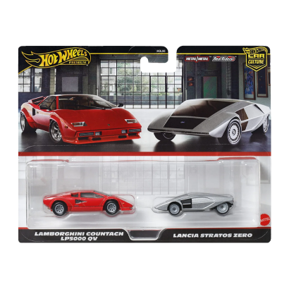 Машинка Premium 2шт Hot Wheels Lamborghini Countach LP5000 QV / Lancia Stratos Zero 2-Packs 1:64 JBL02 HBL96 Red - Retromagaz