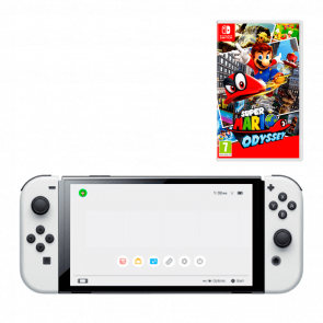 Набор Консоль Nintendo Switch OLED Model HEG-001 64GB White Новый  + Игра Super Mario Odyssey Русские Субтитры - Retromagaz