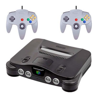 Набір Консоль Nintendo N64 FAT Europe Charcoal Grey Б/У + Геймпад Дротовий RMC Grey 1.7m Новий 2 шт - Retromagaz