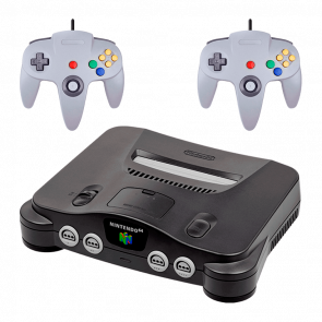 Набір Консоль Nintendo N64 FAT Europe Charcoal Grey Б/У + Геймпад Дротовий RMC Grey 1.7m Новий 2 шт - Retromagaz