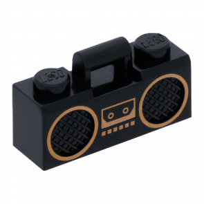 Искусство Lego Radio Boom Box with Bar Handle with Gold Cassette Player 93221pb01 4609949 6211800 Black Б/У