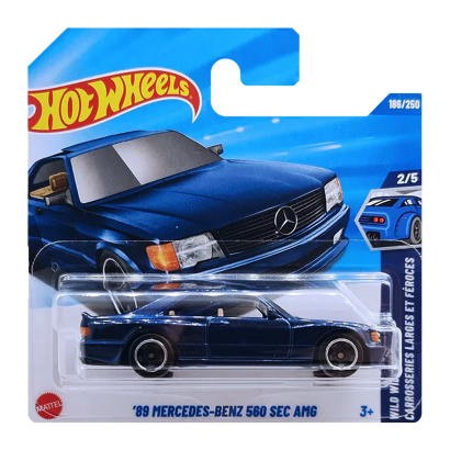 Машинка Базова Hot Wheels '89 Mercedes-Benz 560 SEC AMG Turbo 1:64 JBB85 Blue - Retromagaz