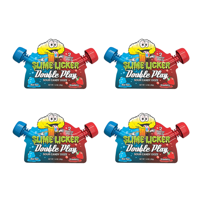 Набір Цукерки Рідкі 4шт Toxic Waste Slime Licker Double Play Blue Razz Strawberry 40g - Retromagaz
