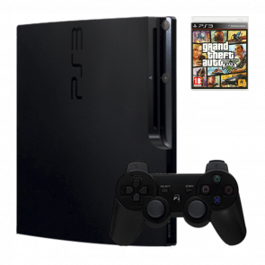 Набір Консоль Sony PlayStation 3 Slim 320GB Black Б/У  + Гра Grand Theft Auto V Російські Субтитри