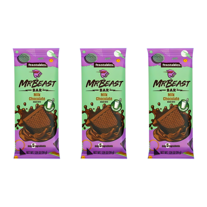 Набор Шоколад Молочный MrBeast Feastables 60g 3шт - Retromagaz