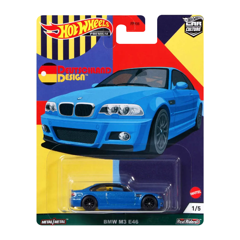 Машинка Premium Hot Wheels BMW M3 E46 Deutschland Design 1:64 GRJ72 Blue - Retromagaz