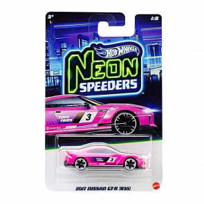 Тематическая Машинка Hot Wheels 2017 Nissan GT-R (R35) Neon Speeders 1:64 JKY01 Pink - Retromagaz