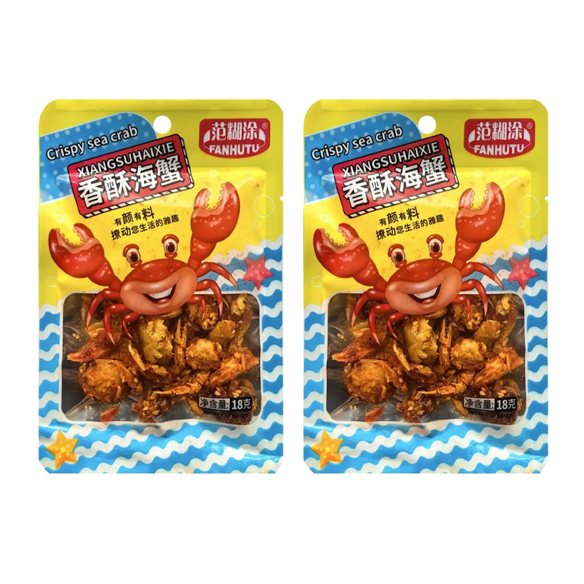 Набір Снеки 2шт Xianglahaixie Хрусткі Міні-Краби Crispy Sea Crab Гострі 18g - Retromagaz