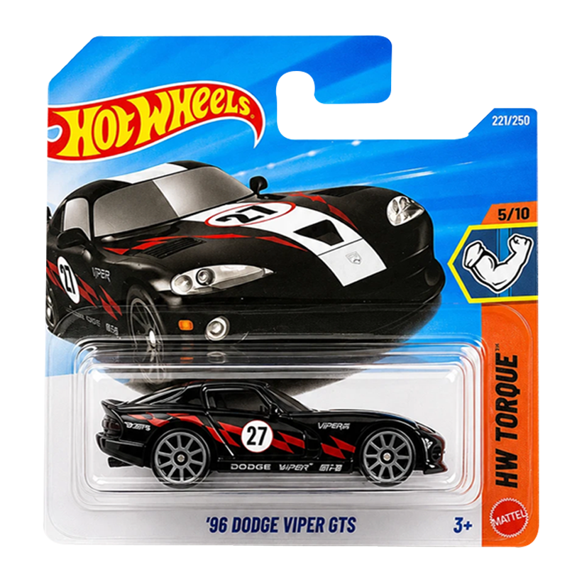 Машинка Базовая Hot Wheels '96 Dodge Viper GTS HW Torque 1:64 JJK50 Black - Retromagaz