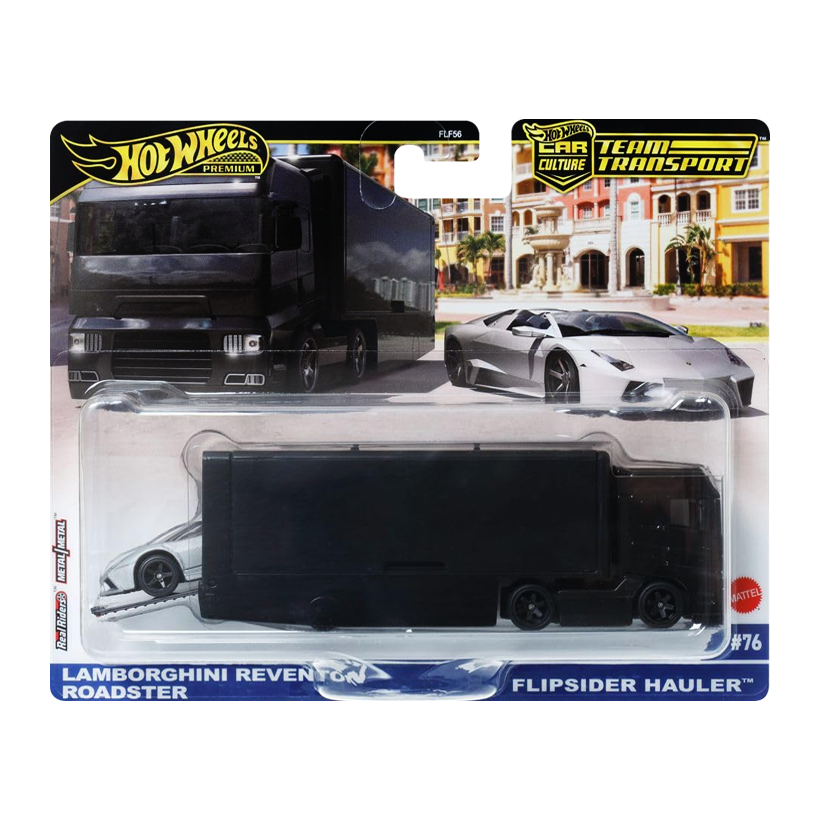 Машинка Premium 2шт Hot Wheels Lamborghini Reventón Roadster / Flipsider Hauler Team Transport 1:64 JBM31 Grey - Retromagaz