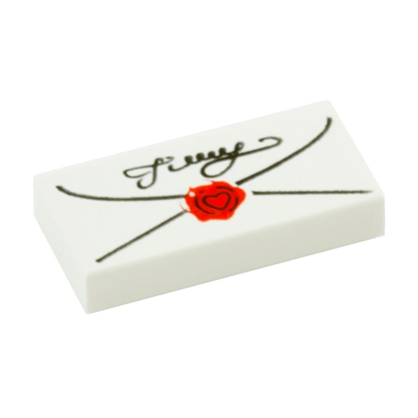 Плитка 10шт Lego Декоративна Groove with Mail Envelope Cursive Script and Seal Pattern 1 x 2 3069bpx40 4119410 White Б/У - Retromagaz