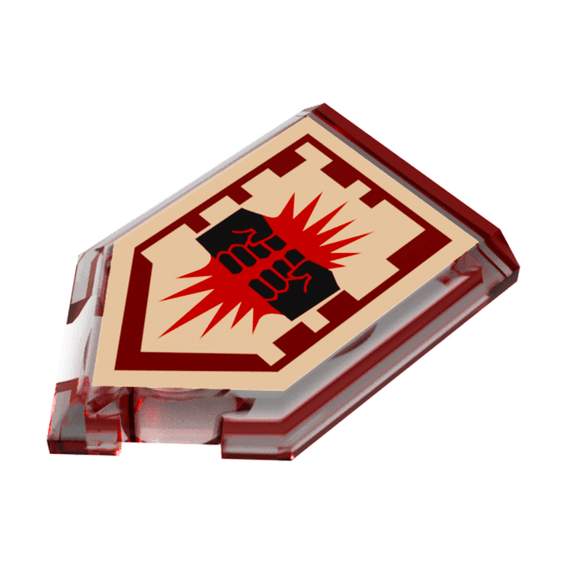 Плитка 4шт Lego Модифікована Декоративна Pentagonal Nexo Power Shield Pattern Charging Attack 2 x 3 22385pb019 6132399 Trans-Red Б/У - Retromagaz