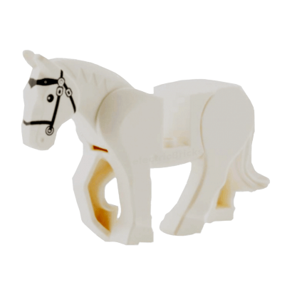 Фігурка Lego Animals Земля Horse Movable Legs with Black Eyes White Pupils and Black Bridle 10352c01pb04 1 6036454 White Б/У Нормальний - Retromagaz
