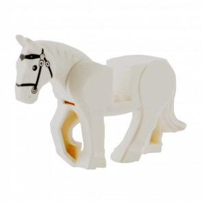 Фигурка Lego Animals Земля Horse Movable Legs with Black Eyes White Pupils and Black Bridle 10352c01pb04 1 6036454 White Б/У Нормальный - Retromagaz