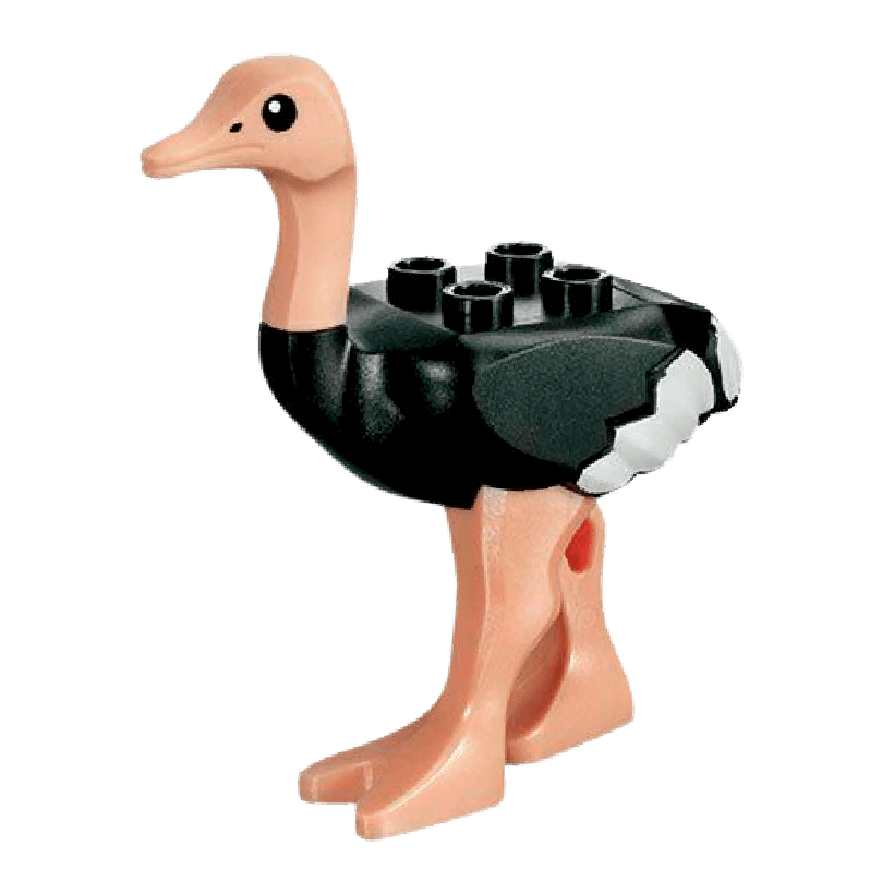 Фігурка Lego Animals Земля Ostrich with White Tail and Wingtips and Light Nougat Legs and Head 24689pb01c01 1 4578112 Black Б/У Нормальний - Retromagaz