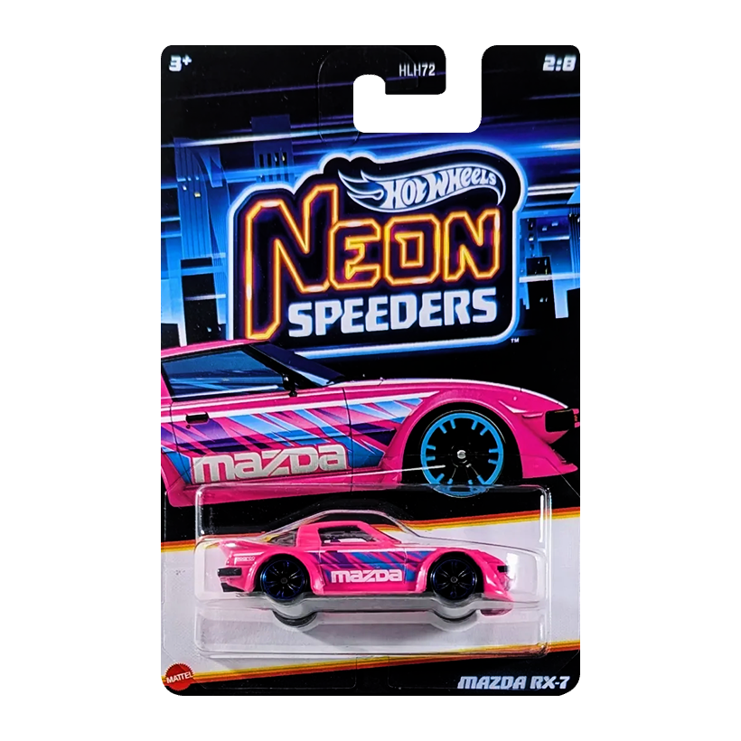 Тематична Машинка Hot Wheels Mazda RX-7 Neon Speeders 1:64 JCB01 Pink - Retromagaz