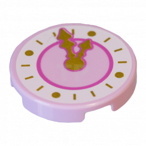Плитка Lego Bottom Stud Holder with Dark Pink Clock with Gold Hands Pattern Круглая Декоративная 2 x 2 14769pb107 6135339 Bright Pink Б/У - Retromagaz