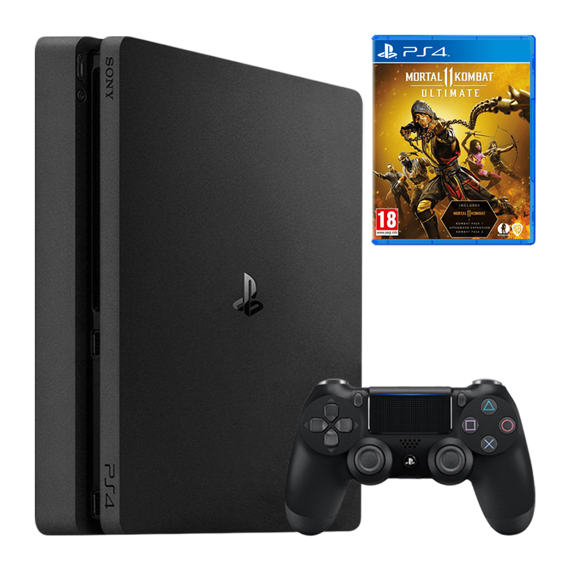 Набор Консоль Sony PlayStation 4 Slim 500GB Black Б/У  + Геймпад Беспроводной DualShock 4 Version 2 + Игра Mortal Kombat 11 Русские Субтитры - Retromagaz
