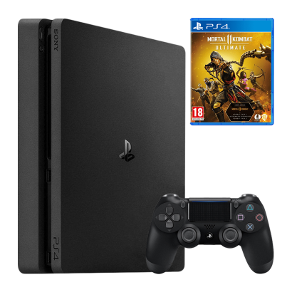 Набор Консоль Sony PlayStation 4 Slim 500GB Black Б/У  + Игра Mortal Kombat 11 Русские Субтитры + Геймпад Беспроводной DualShock 4 Version 2 - Retromagaz