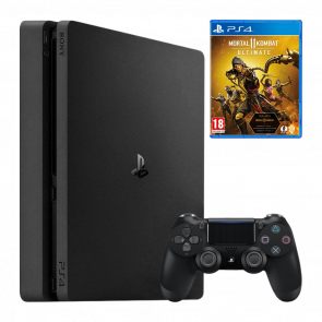 Набір Консоль Sony PlayStation 4 Slim 500GB Black Б/У  + Гра Mortal Kombat 11 Російські Субтитри + Геймпад Бездротовий DualShock 4 Version 2