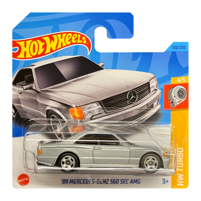 Машинка Базова Hot Wheels '89 Mercedes-Benz 560 SEC AMG Turbo 1:64 HKK85 Metallic Silver - Retromagaz