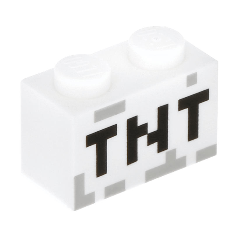 Кубик 4шт Lego Звичайна Декоративна 'TNT' Pixelated Minecraft 1 x 2 3004pb122 6097028 White Б/У - Retromagaz