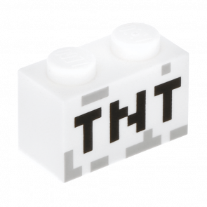 Кубик Lego Обычная Декоративная 'TNT' Pixelated Pattern 1 x 2 3004pb122 6097028 White 10шт Б/У - Retromagaz