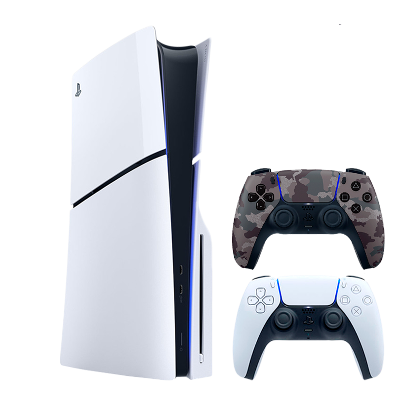 Набір Консоль Sony PlayStation 5 Slim Blu-ray 1TB White Новий  + Геймпад Бездротовий DualSense Grey Camouflage - Retromagaz