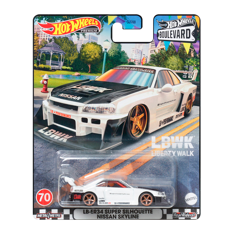 Машинка Premium Hot Wheels LB-ER34 Super Silhouette Nissan Skyline Boulevard 1:64 HKF21 White - Retromagaz