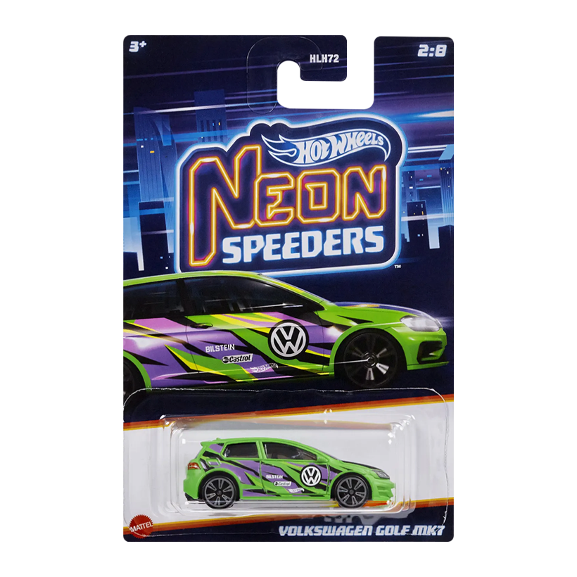 Тематична Машинка Hot Wheels Volkswagen Golf Mk7 Neon Speeders 1:64 HLH72/HLH74 Green - Retromagaz