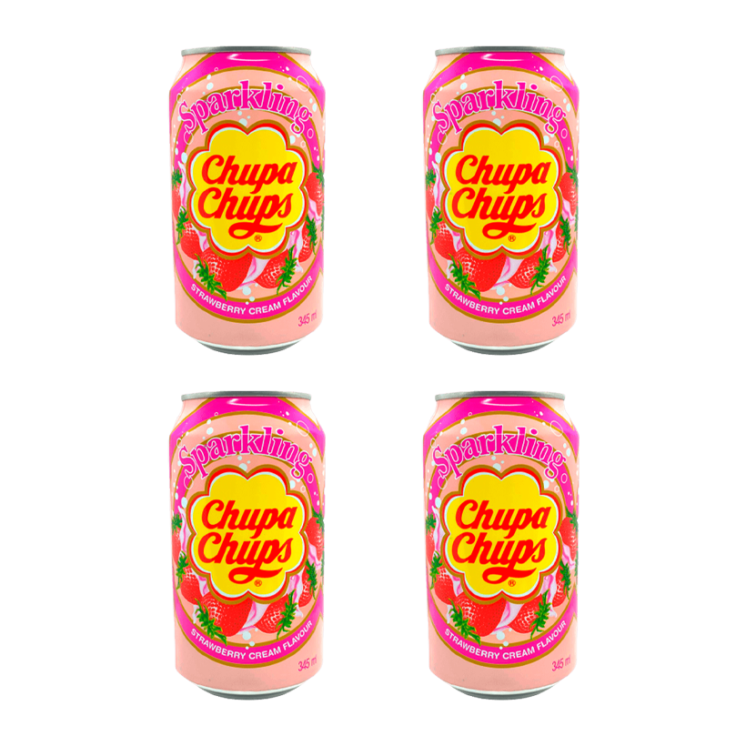 Набір Напій 4шт Chupa Chups Strawberry & Cream Flavour 345ml - Retromagaz
