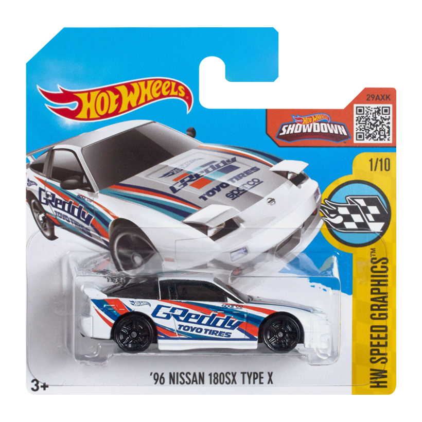 Машинка Базова Hot Wheels '96 Nissan 180SX Type X Greddy Speed Graphics 1:64 DHR72 White - Retromagaz