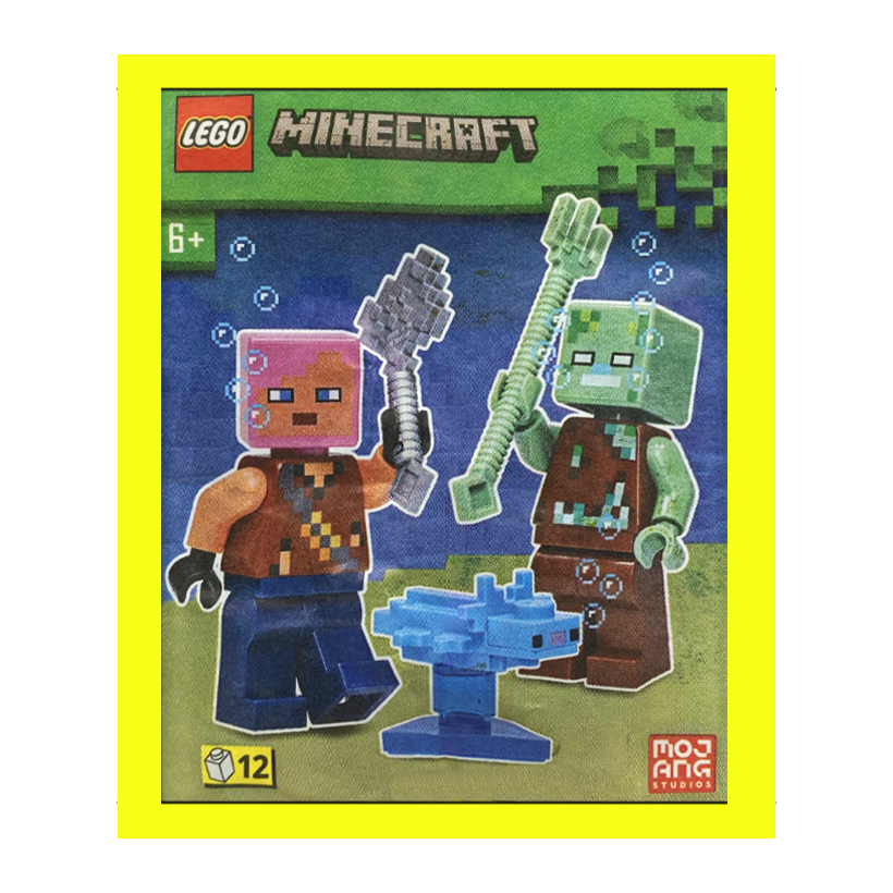Конструктор Lego Фігурка Adventurer with Drowned and Axolotl Paper Bag Minecraft 662303 min088 min133 Новий - Retromagaz