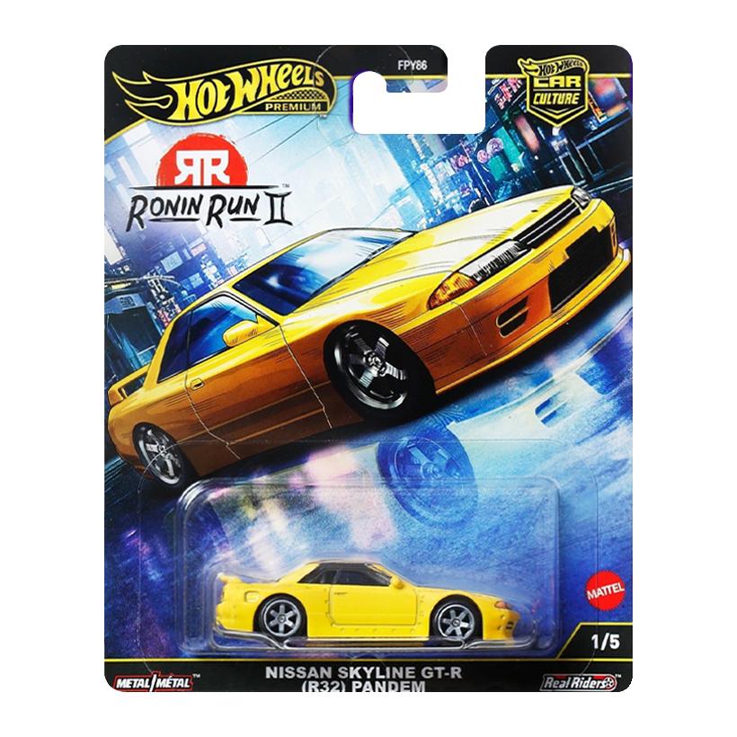 Машинка Premium Hot Wheels Nissan Skyline GT-R (R32) Pandem II Ronin Run 1:64 JBK88 Yellow - Retromagaz