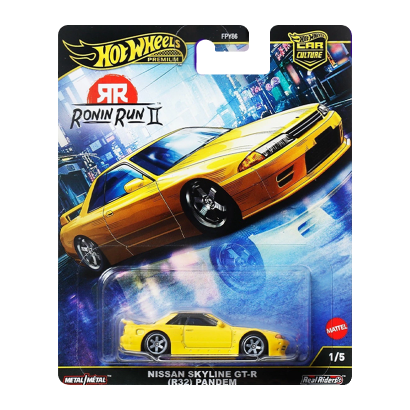 Машинка Premium Hot Wheels Nissan Skyline GT-R (R32) Pandem Ronin Run 1:64 JBK88 Yellow - Retromagaz