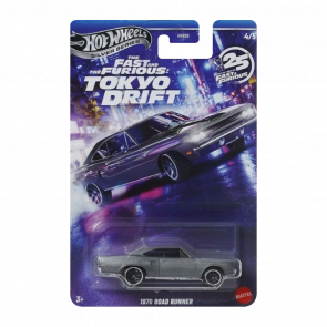 Тематическая Машинка Hot Wheels 1970 Road Runner Fast & Furious 1:64 JKX08 Grey - Retromagaz