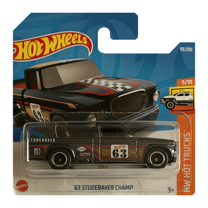 Машинка Базова Hot Wheels '63 Studebaker Champ Super Treasure Hunt STH Hot Trucks 1:64 HCY14 Black - Retromagaz