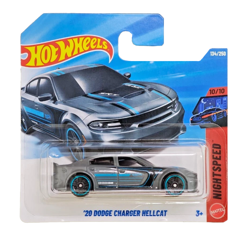 Машинка Базовая Hot Wheels '20 Dodge Charger Hellcat Nightspeed 1:64 JJJ87 Grey - Retromagaz