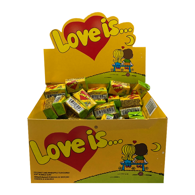 Набір Жувальна Гумка 100шт Love is... Кокос Ананас 4,2g - Retromagaz