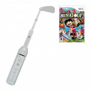 Набор Игра Nintendo Wii Carnival Games: Mini-Golf Europe Английская Версия + Обложка Б/У  + Насадка RMC Golf Club White