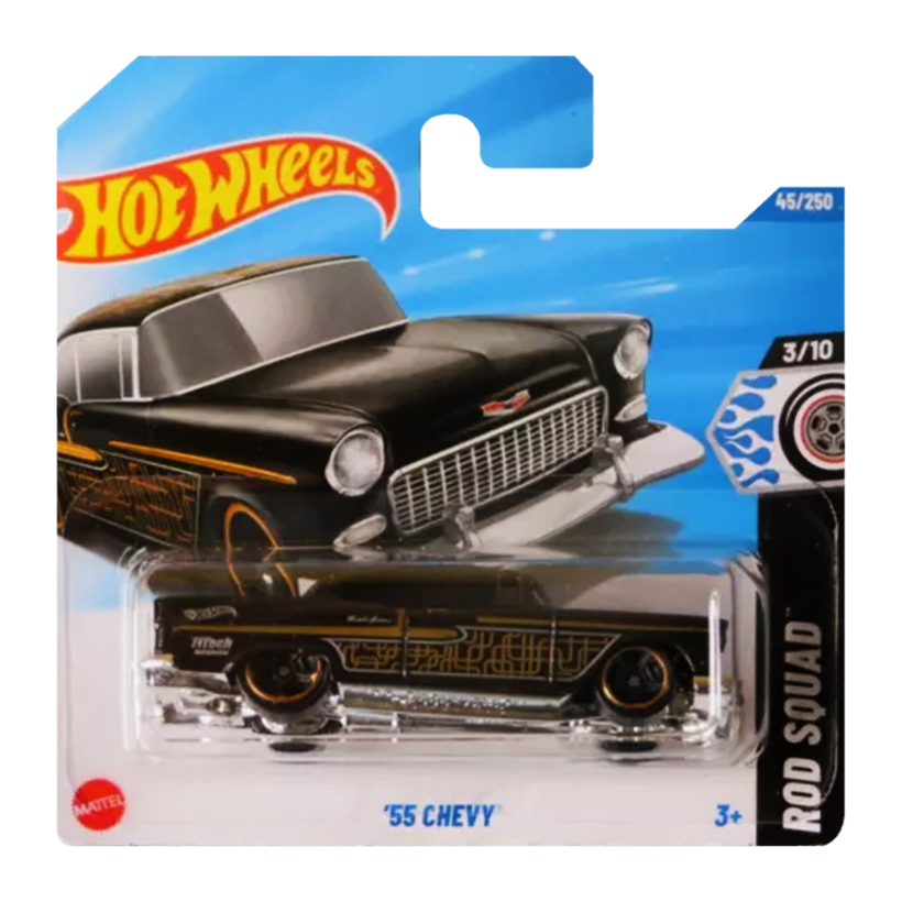 Машинка Базовая Hot Wheels '55 Chevy Rod Squad 1:64 HYW96 Black - Retromagaz