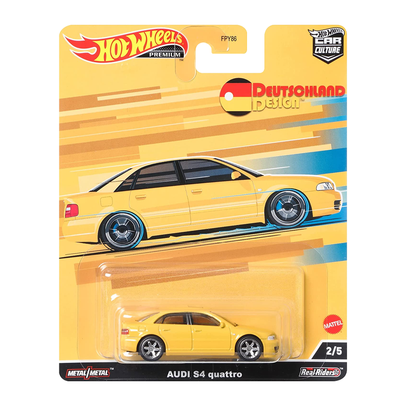 Машинка Premium Hot Wheels Audi S4 Quattro Deutschland Design 1:64 HCJ95 Yellow - Retromagaz