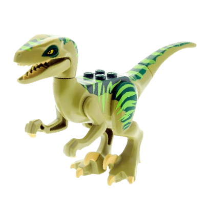 Фигурка Lego Animals Динозавр Raptor Velociraptor Dark Green Back Lime Markings and Tan Claws Raptor02 Olive Green Б/У Нормальный - Retromagaz