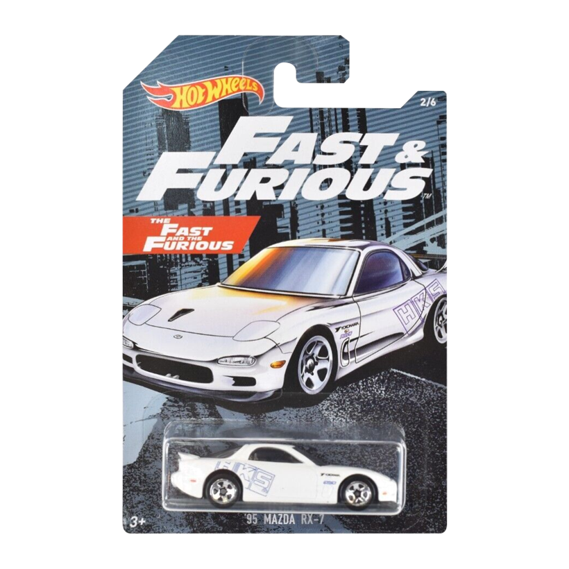 Тематическая Машинка Hot Wheels '95 Mazda RX-7 Fast & Furious 1:64 FYY54 White - Retromagaz