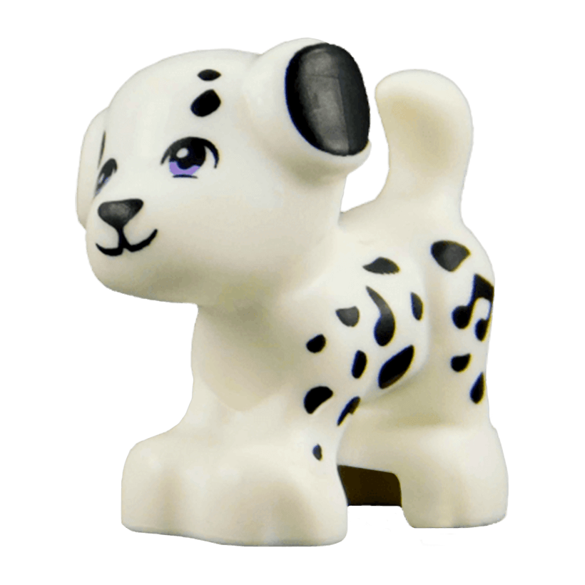 Фигурка Lego Animals Земля Dog Friends Puppy Medium Lavender Eyes and Black Nose Mouth and Spots Pattern 93088pb04 6113032 White Б/У Нормальный - Retromagaz
