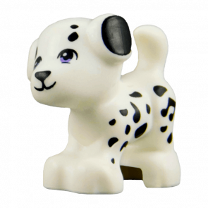 Фигурка Lego Animals Земля Dog Friends Puppy Medium Lavender Eyes and Black Nose Mouth and Spots Pattern 93088pb04 6113032 White Б/У Нормальный - Retromagaz