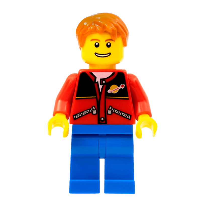 Фигурка Lego People 973pb0298 Red Jacket with Zipper Pockets and Classic Space Logo City twn097 Б/У - Retromagaz