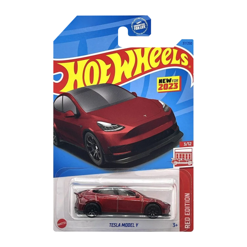 Машинка Базовая Hot Wheels Tesla Model Y Red Edition 1:64 HKL53 Dark Red - Retromagaz