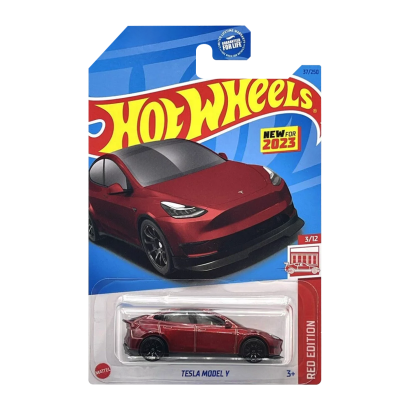 Машинка Базова Hot Wheels Tesla Model Y Red Edition 1:64 HKL53 Dark Red - Retromagaz